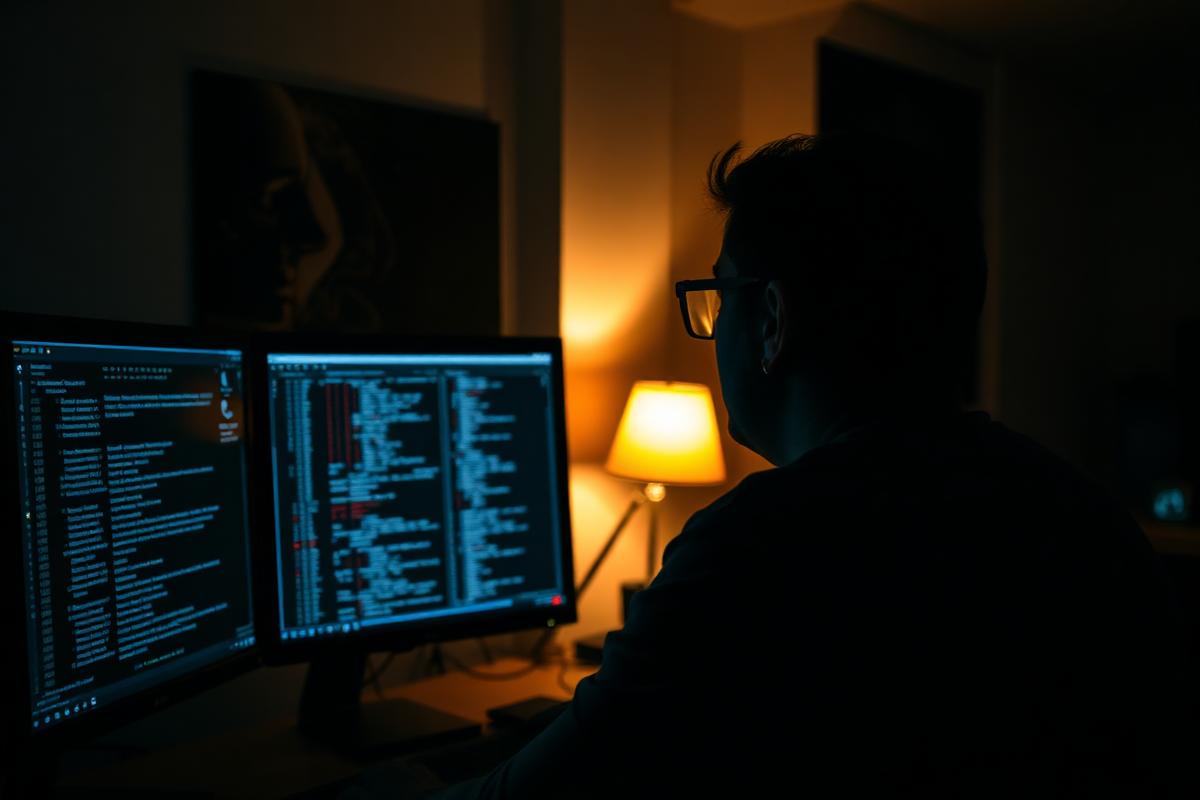 Security engineer reviewing monitoring dashboards
